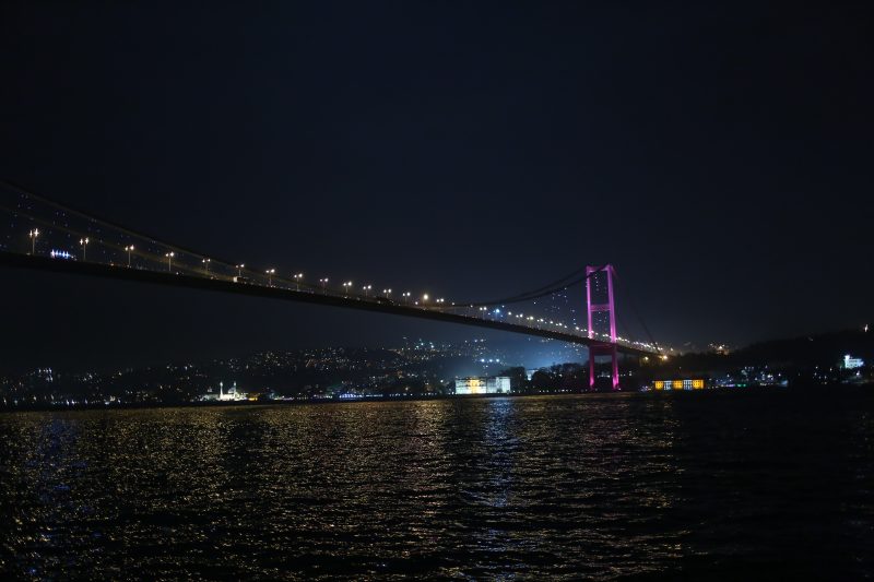 Bosphorus Bridge Lit Up at Night