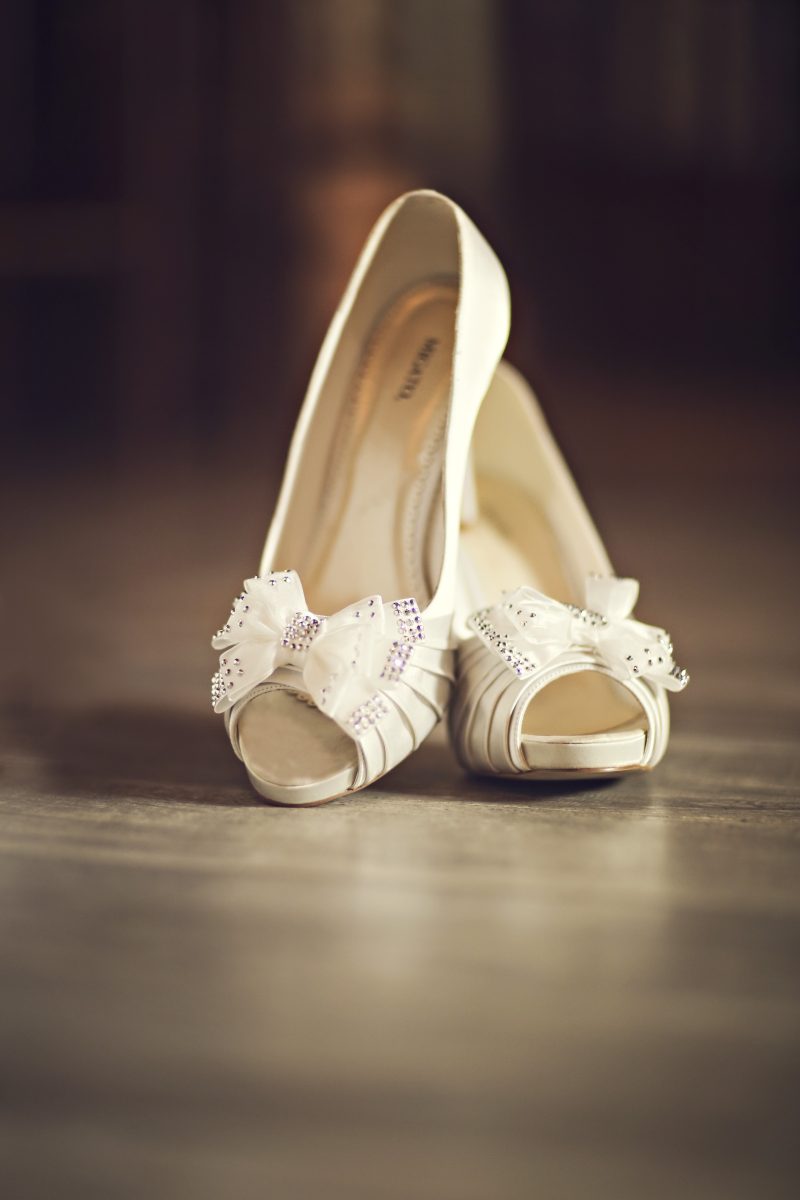 Bridal Shoes on a Wooden Floor