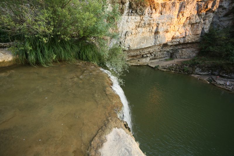 Water Spilling Over a Rocky Ledge