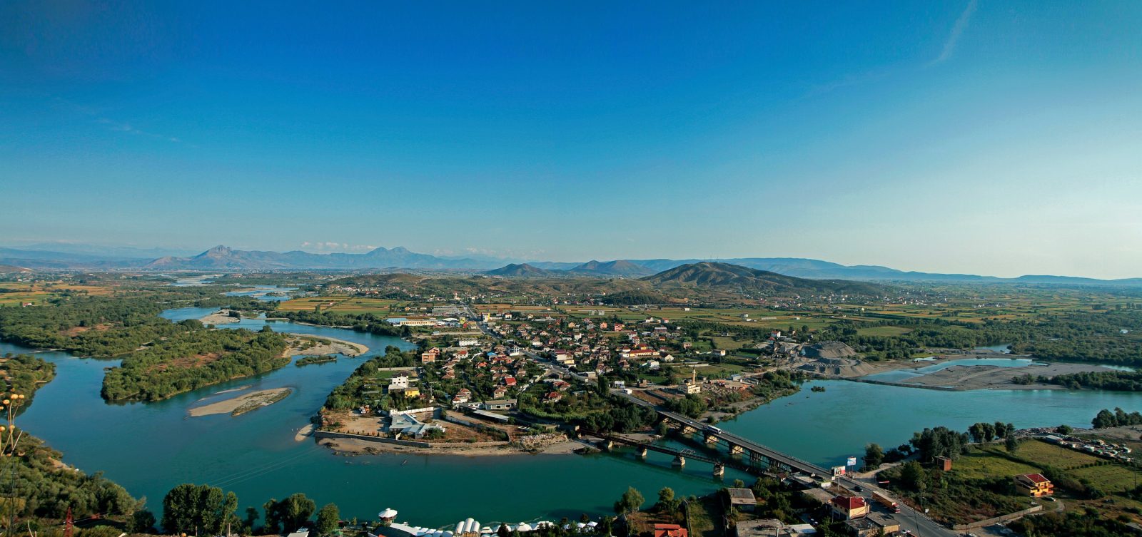 Aerial View of Shkodra and Its Rivers
