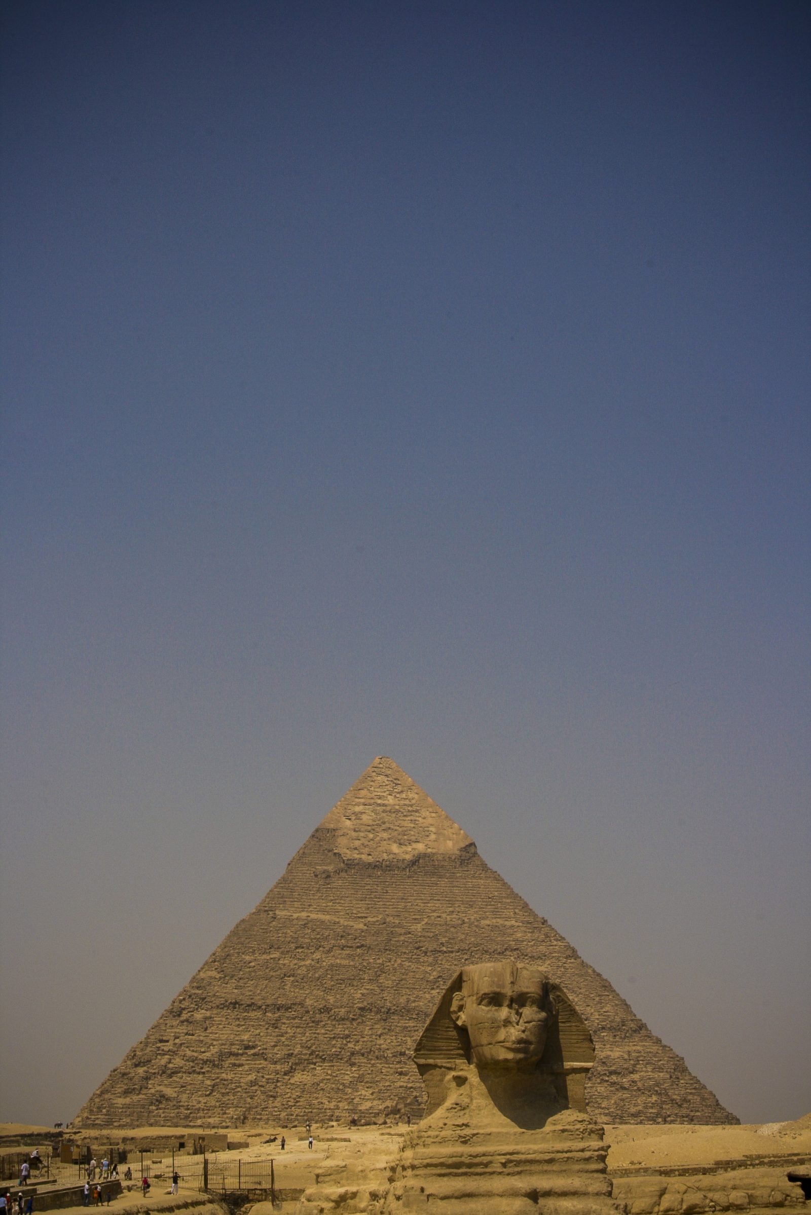 Great Sphinx in Front of a Pyramid at Giza