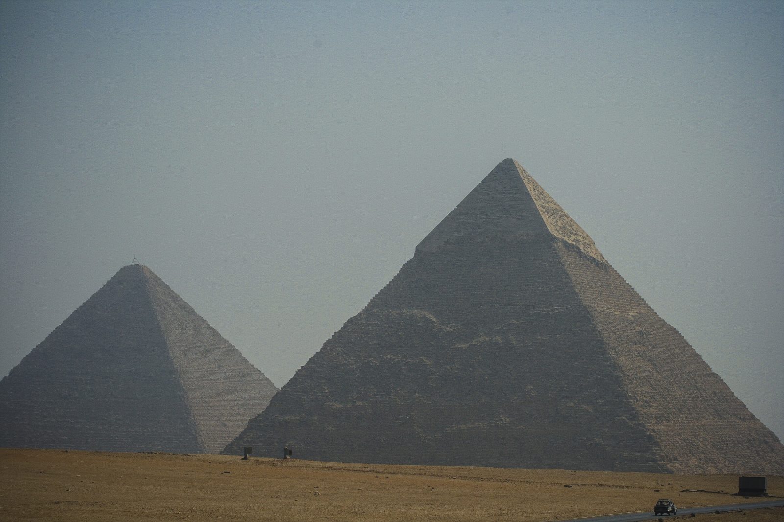 Pyramids of Giza in the Desert Haze