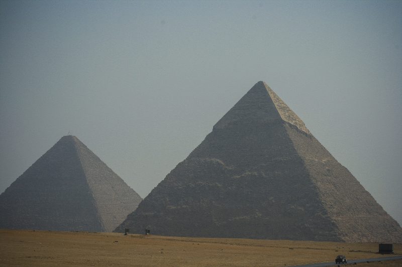 Pyramids of Giza in the Desert Haze