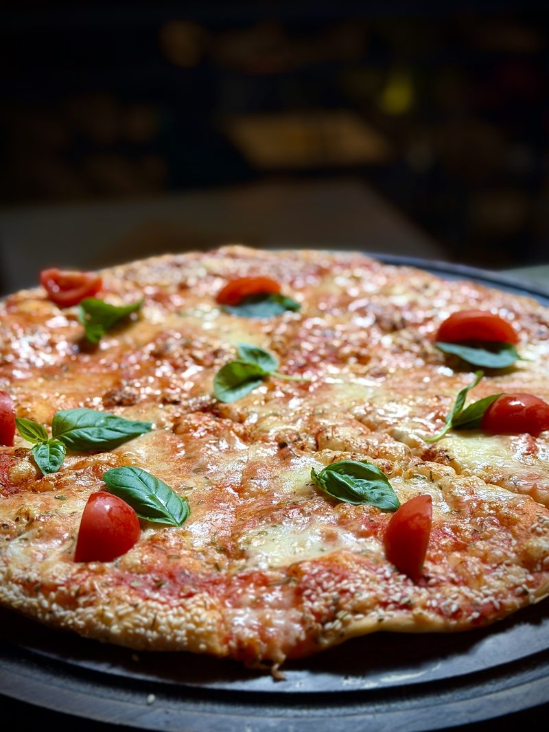 Pizza with Cherry Tomatoes and Basil
